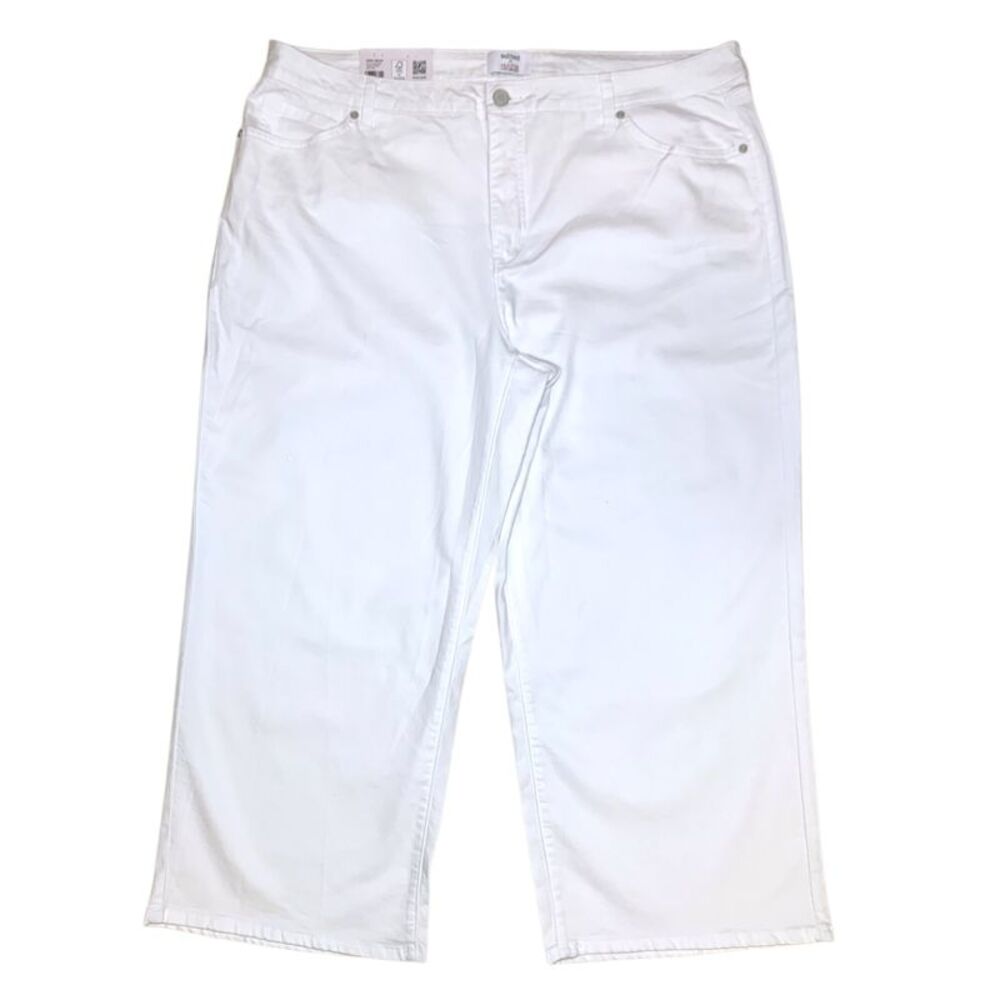 White - Edited by Hunter McGrady Women's High-Rise Wide Leg Crop Jeans, Plus Siz